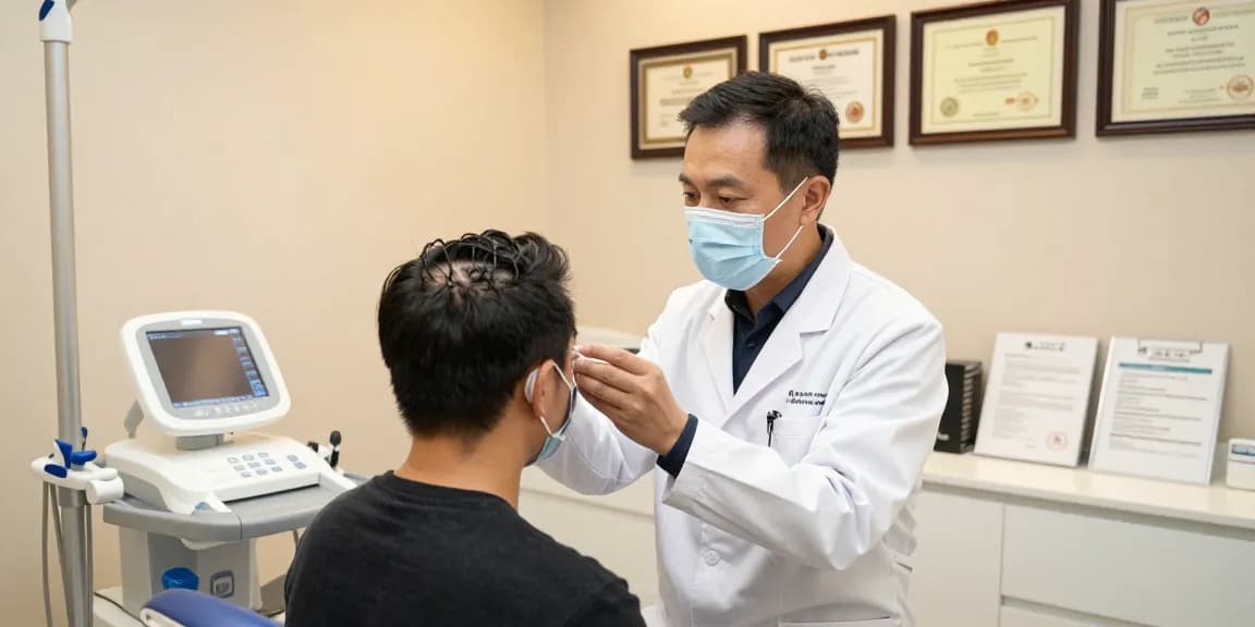 Hair transplant Turkey consultation in a modern medical clinic, showcasing patient care and expert advice.