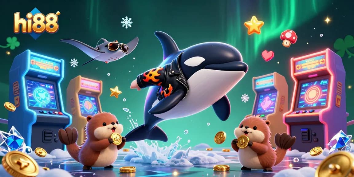 Engage with the hi88 casino experience featuring vibrant characters and dynamic gaming elements in a lively underwater scene.