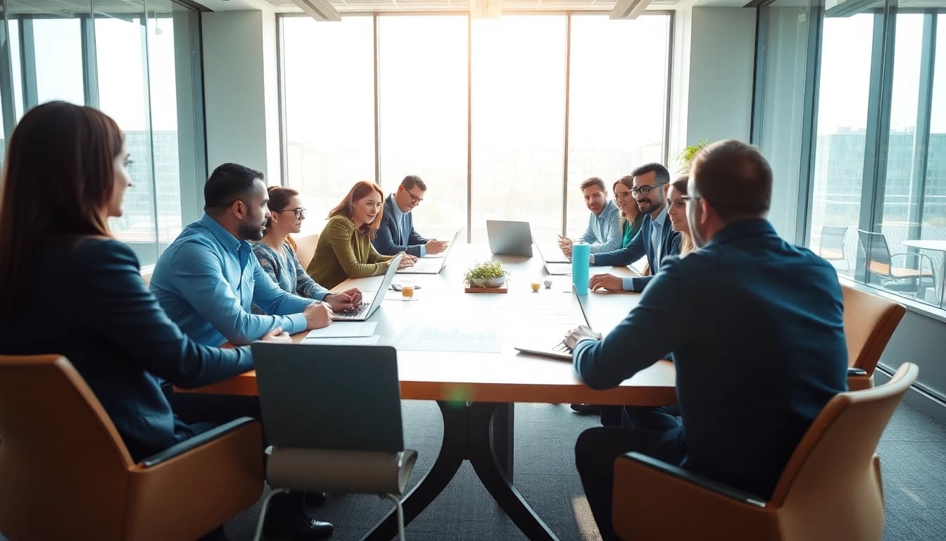 Analyze competitor pricing strategies in a team meeting, showcasing collaboration and strategic insights.