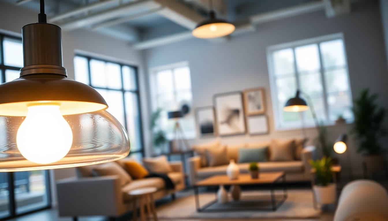 Showcasing innovative lighting solutions with a stylish design and warm ambiance.