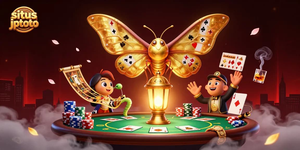 Gambarkan situs jptoto dengan keanggunan kupu-kupu raksasa dan saluran kasino yang kaya.