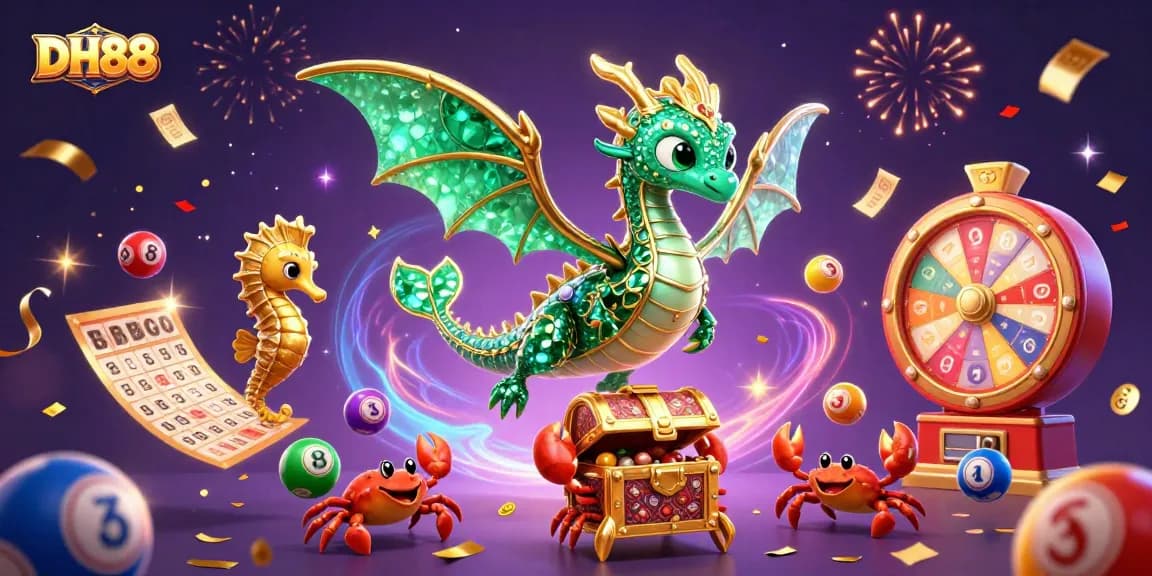 Experience thrilling lottery action at DH88 with vibrant characters and dynamic game elements.