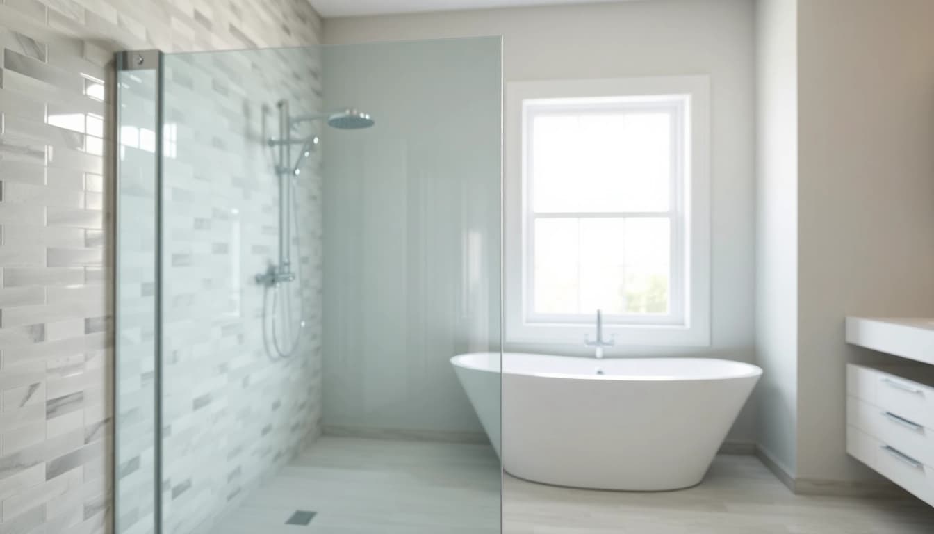 Showcasing shower screens semi frameless in a contemporary bathroom, highlighting clarity and modern elegance.