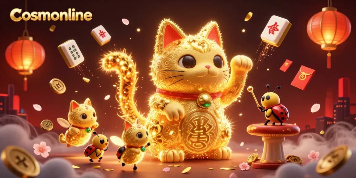 Experience the thrilling world of credit card casinos with cosmonline's vibrant illustration featuring a lucky cat.
