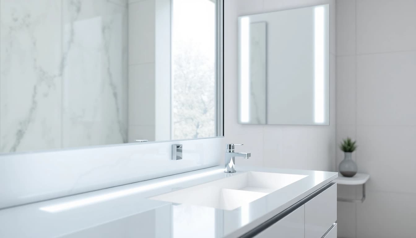 Illuminate your space with this sleek led bathroom mirror Cabinet reflecting elegance and functionality.