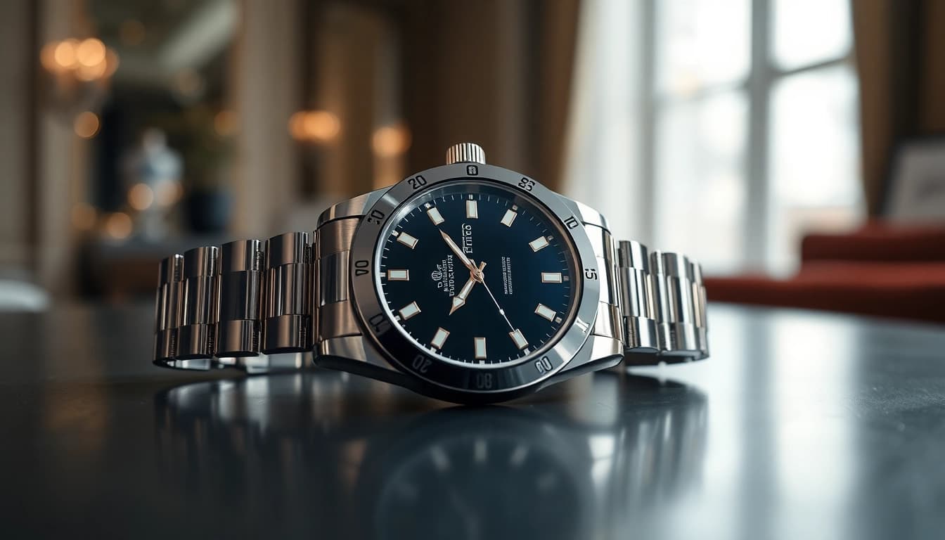 Showcasing a detailed rolex replica watch with polished features reflecting luxury.