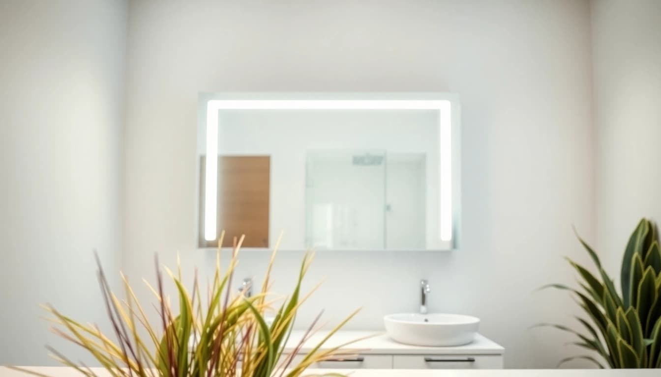 Der elegante sonni Spiegelschrank mit LED-Beleuchtung und modernem Design im Badezimmer zeigen.