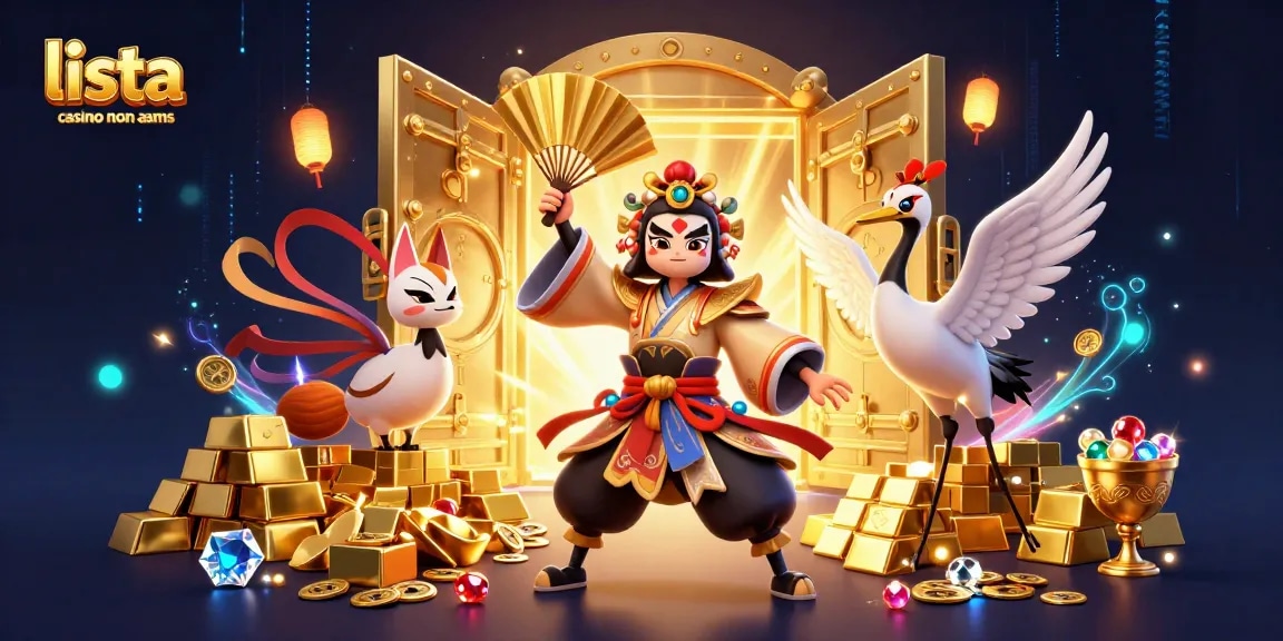 Giocando su una lista casino non AAMS, un guerriero kabuki e una maschera kitsune esplorano tesori e bonus.