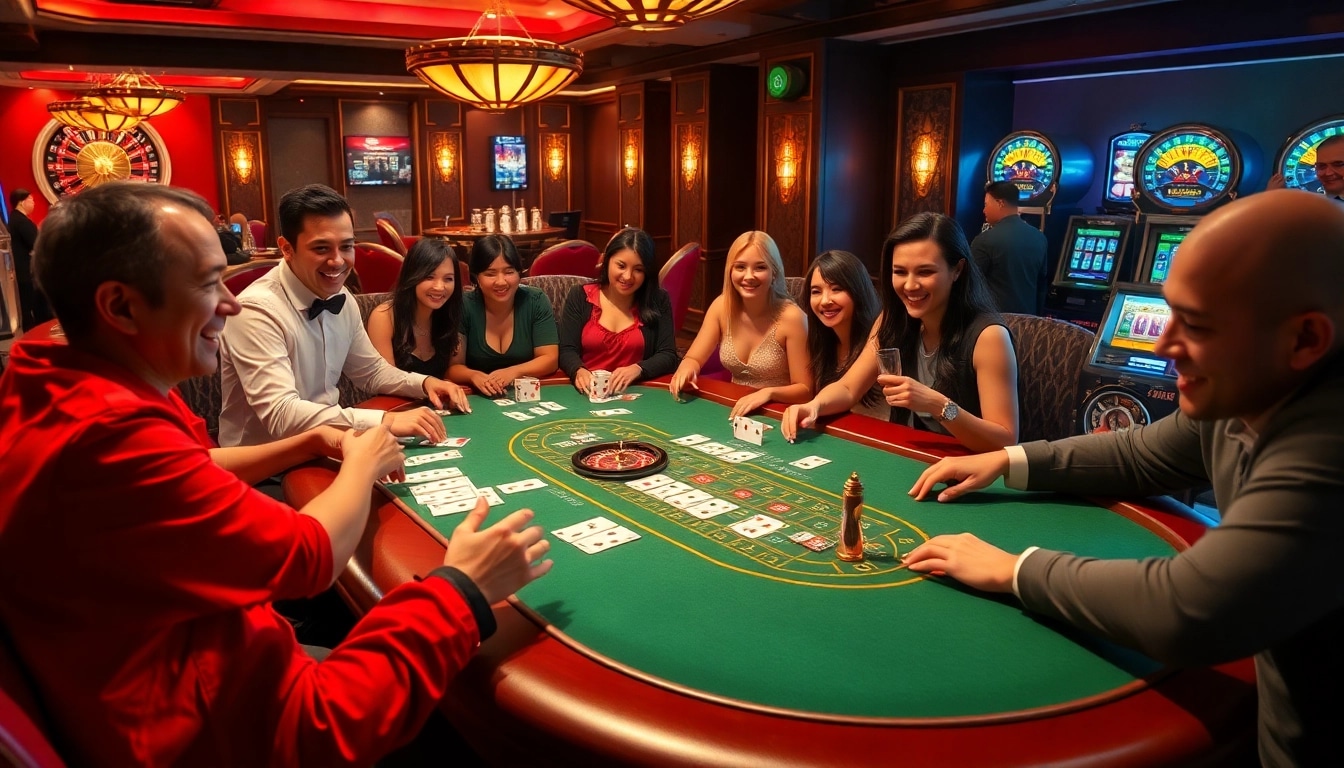Experience the thrilling casino action at say88 with vibrant gambling tables and excited players.
