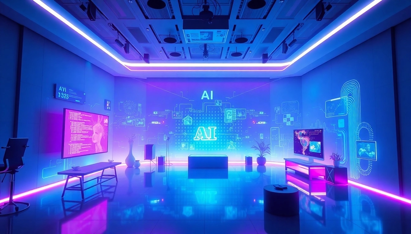 Creative representation of porn ai in a vibrant modern digital studio.