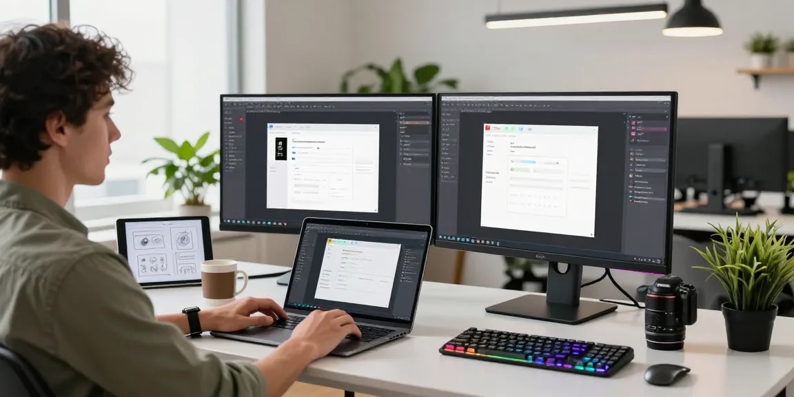 Developer using snipaste官网 for efficient screenshot management in a modern workspace