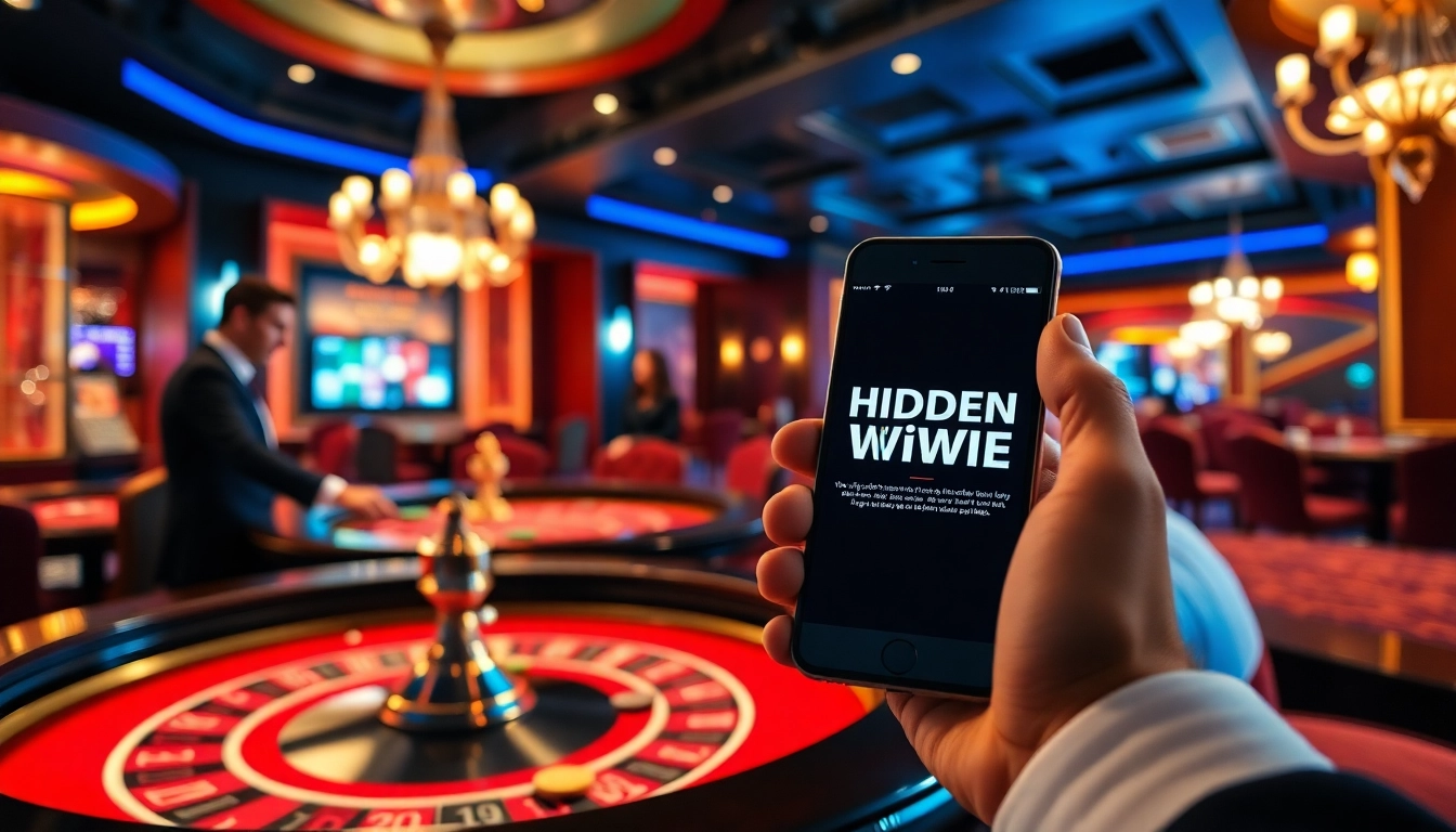 Exciting view of casino table with hidden wiki displayed on smartphone, highlighting high-stakes gambling.