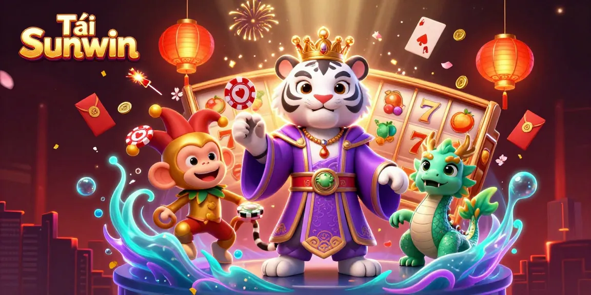 Tải Sunwin and enjoy an engaging gaming experience with a golden monkey, white tiger, and interactive slots.