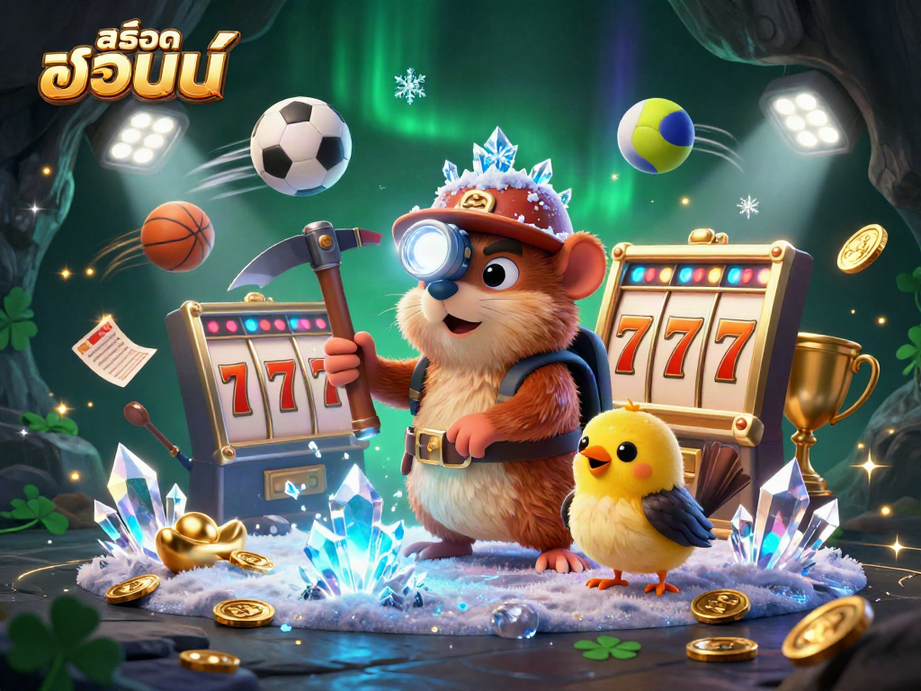 สนุกไปกับสล็อตออนไลน์ในภาพ 3D ที่มีตัวละครนักขุดทองและเหรียญหลากหลาย