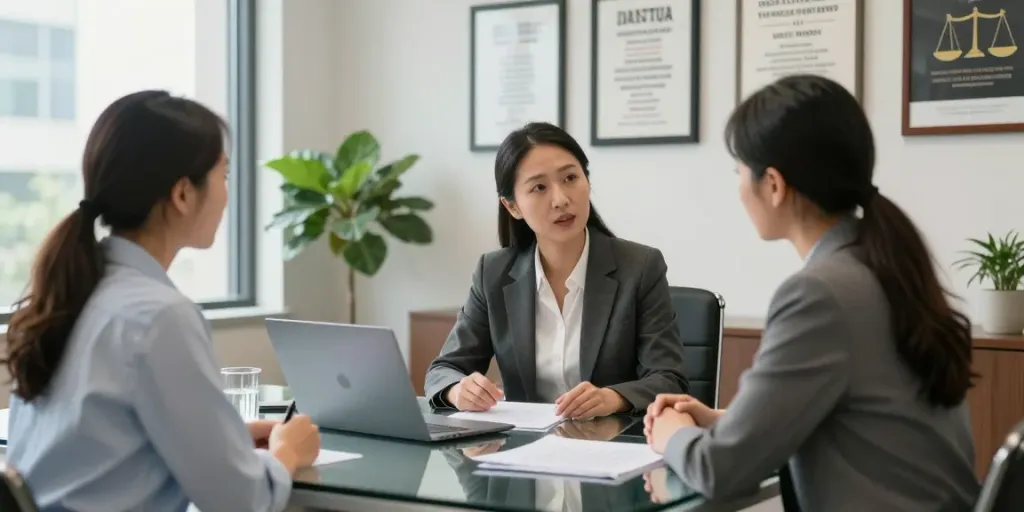 Marietta DUI defense attorney fees consultation with a client in a professional office setting.