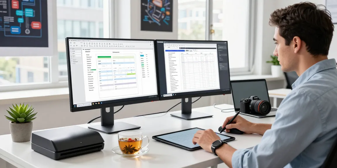 Detect fake receipt using AI technology in a modern office workspace, with dual monitors displaying verification processes and data analysis.