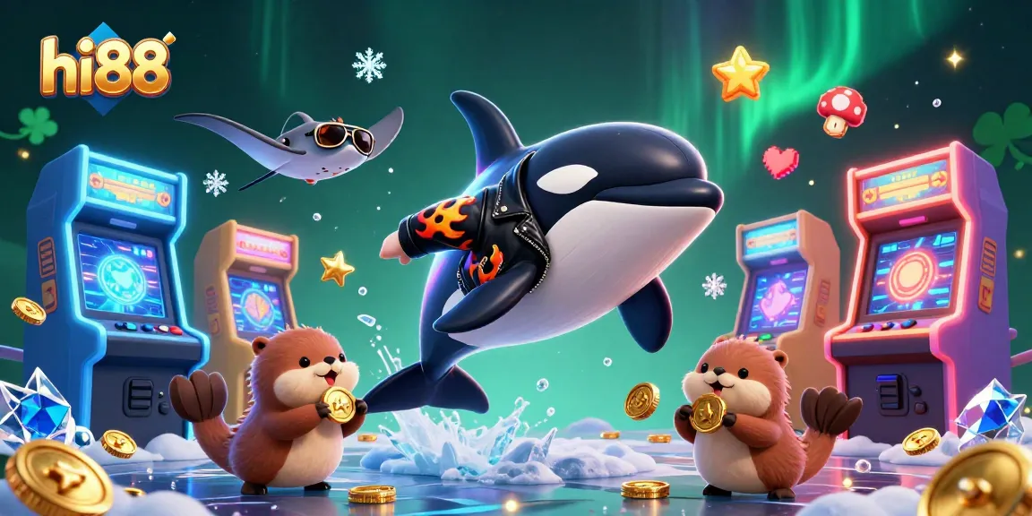 Engage with the hi88 casino experience featuring vibrant characters and dynamic gaming elements in a lively underwater scene.