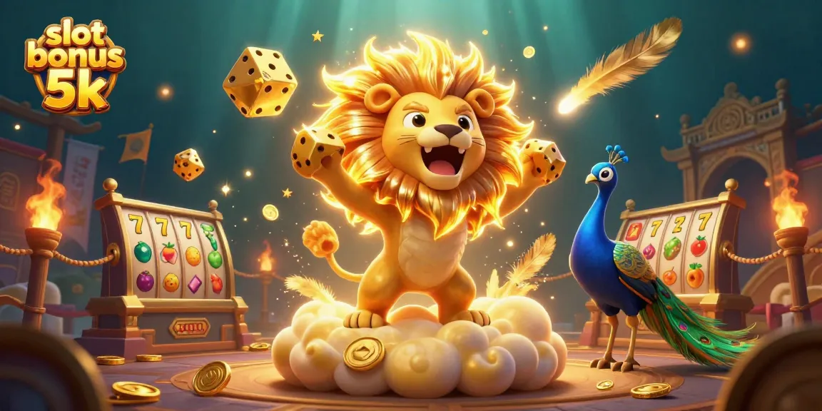 Experience the thrill of online slots with the slot bonus 5k, capturing dynamic gaming elements in an exciting 3D scene.