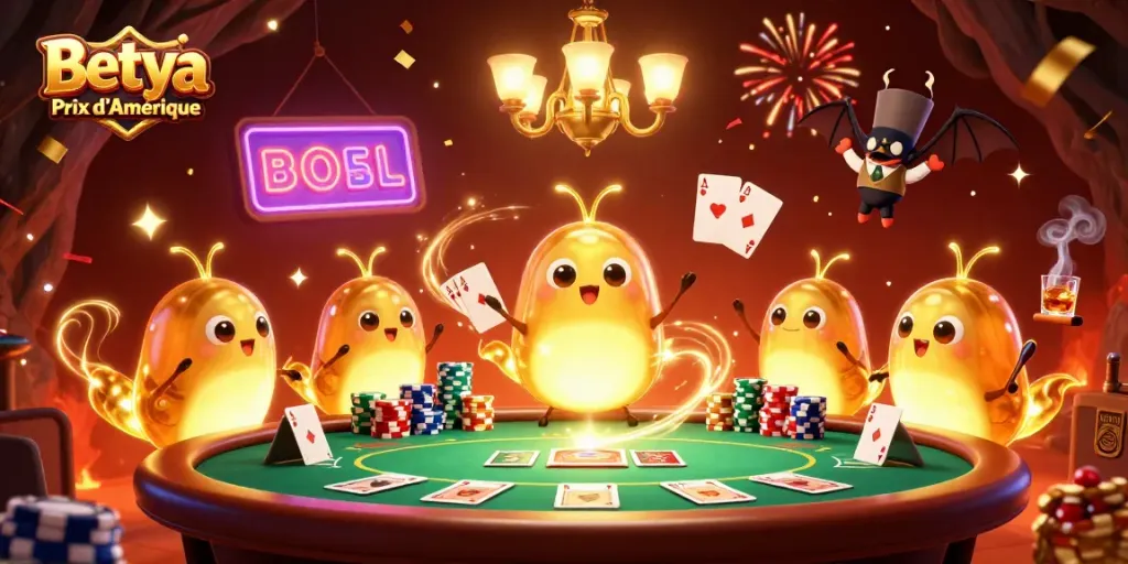 Experience the excitement of Betya Prix d'Amérique in a vibrant cave casino scene.