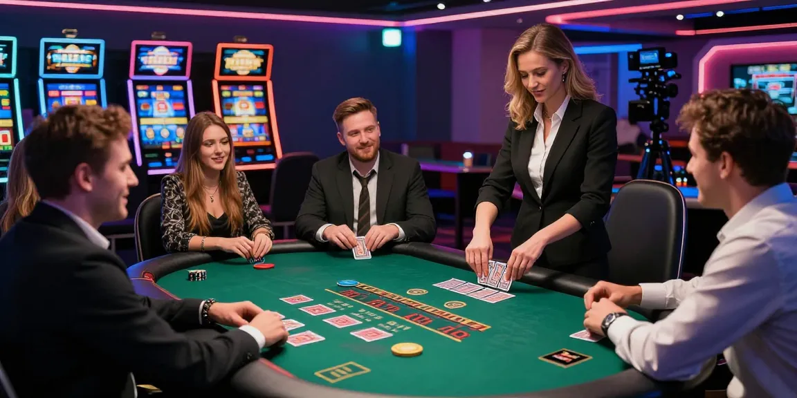 Players enjoying live dealer games at a modern casino, highlighting credit card options from brcs.co.uk.