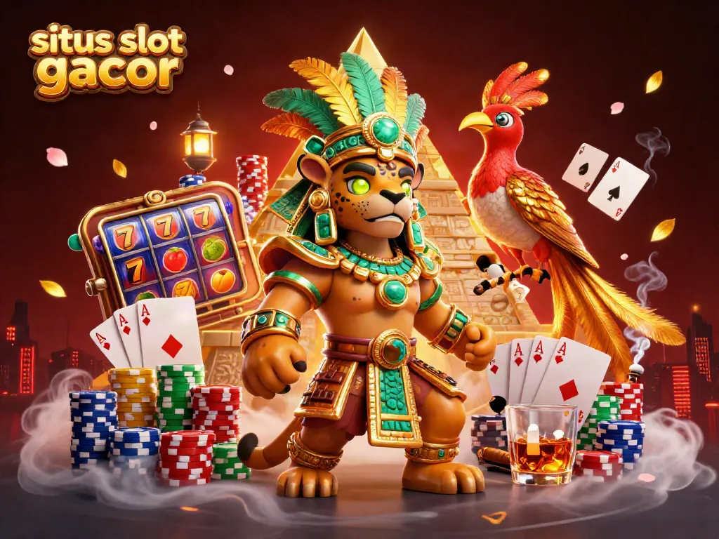 Gambarlah situs slot gacor yang menggambarkan slot dengan slot reels dan simbol buah.