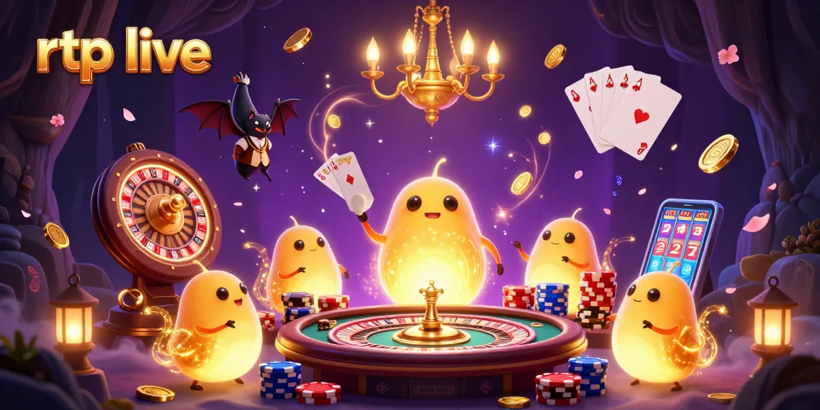 Engage with rtp live casino excitement in this dynamic 3D illustration showing a glowing cave casino atmosphere.
