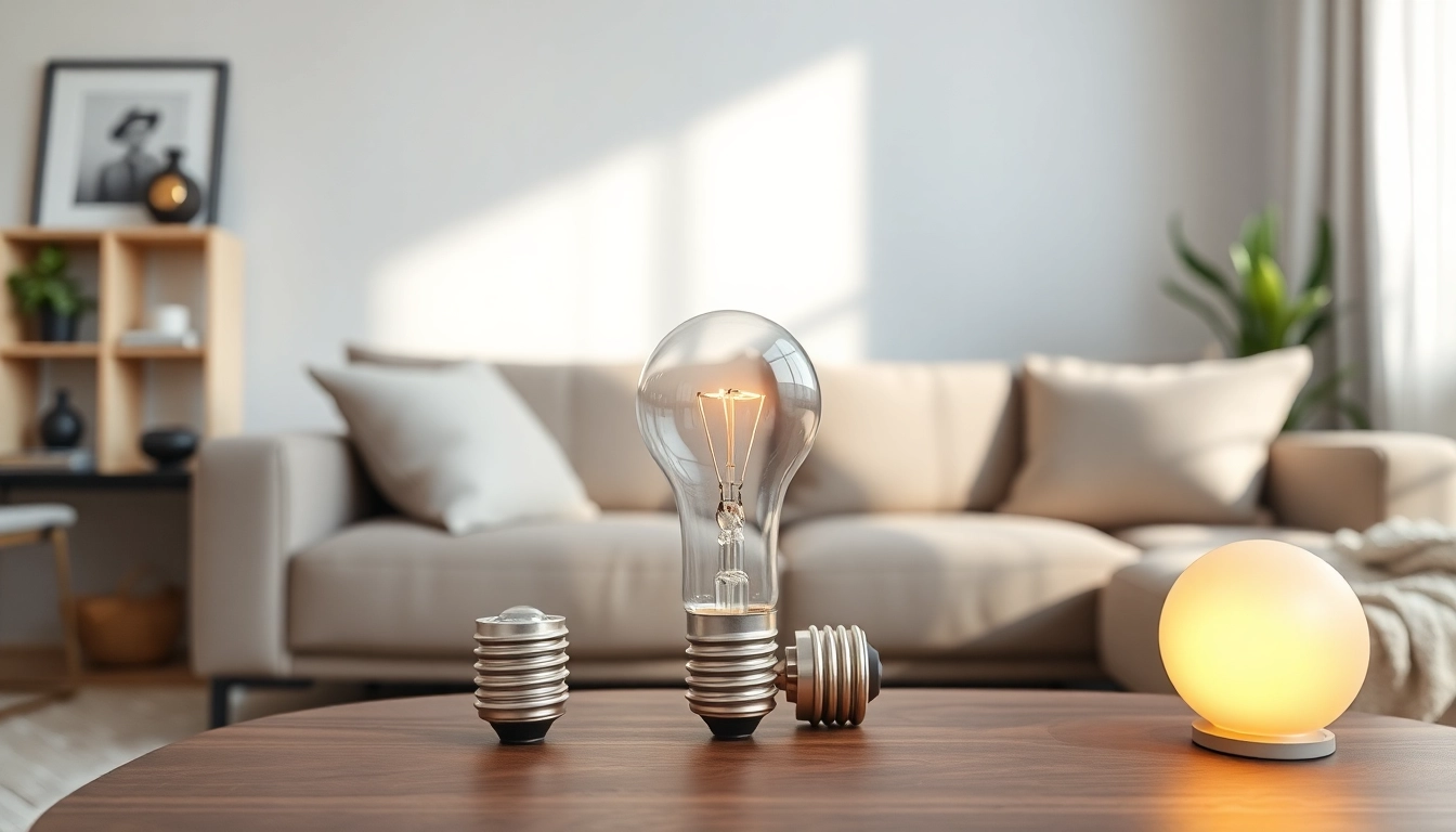 Learn what is an a19 bulb through a detailed image of the bulb in a stylish living room setting.