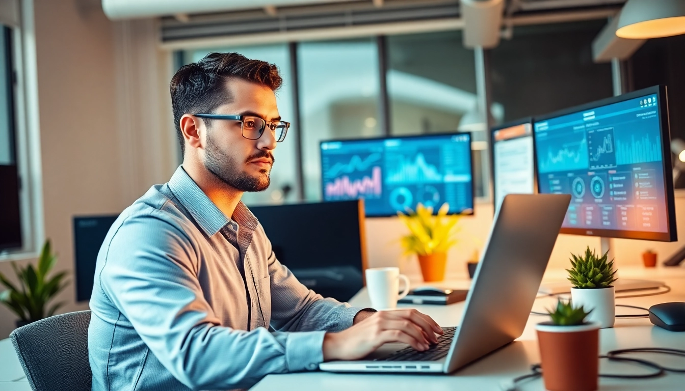 Transform your business with managed IT services Lakeland, showcasing a technician in a modern office.