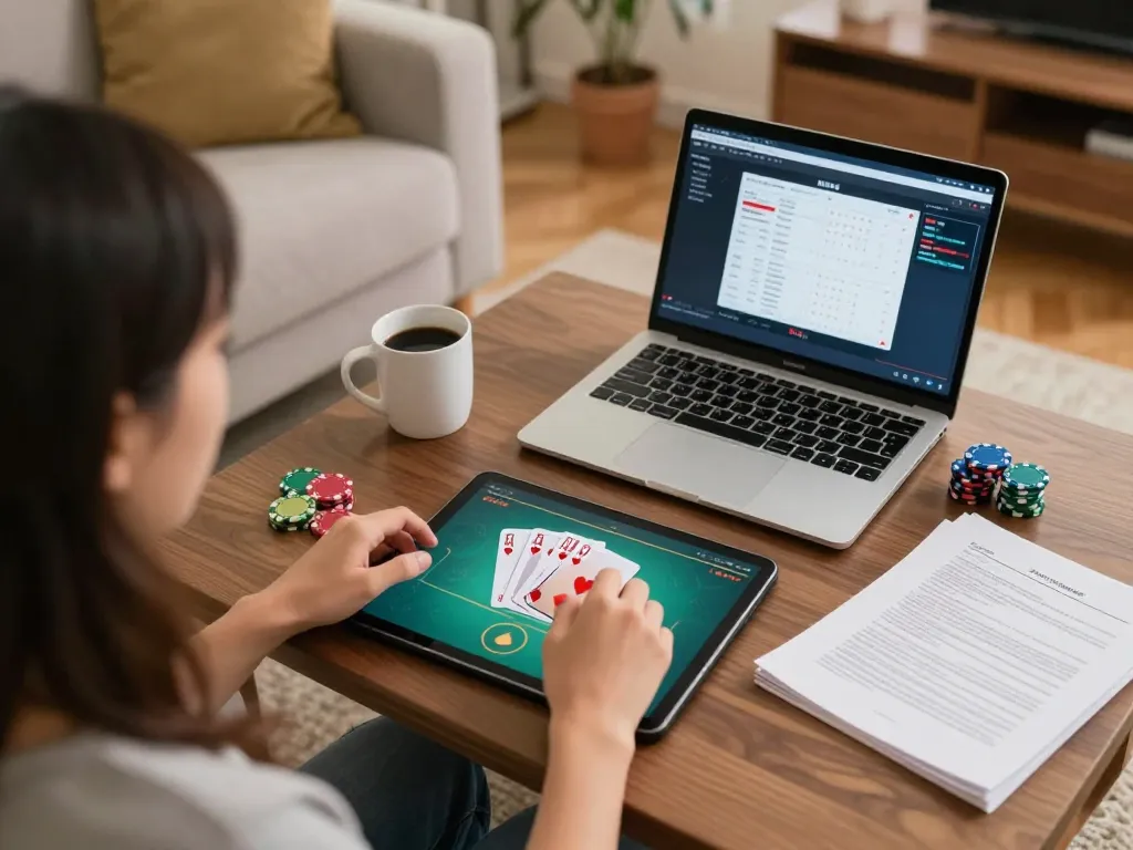 Player engaging in a thrilling online poker game using zx88com on a tablet, showcasing strategy and excitement