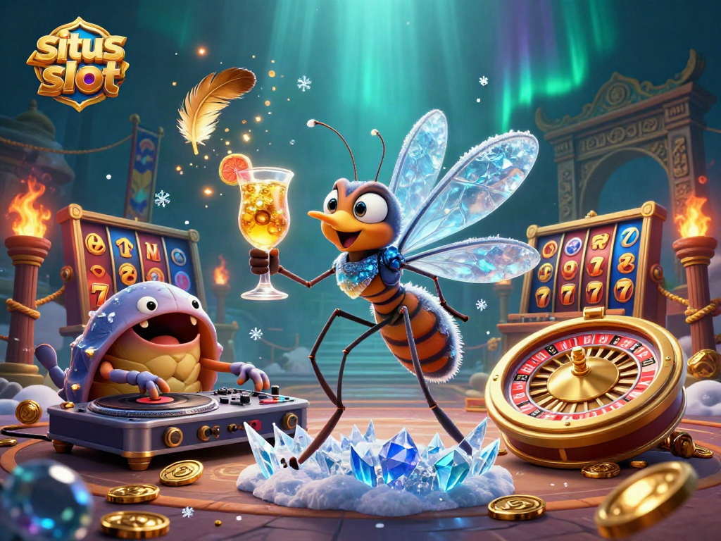 Experience situs slot action with vibrant casino elements and dynamic characters in a lively scene.