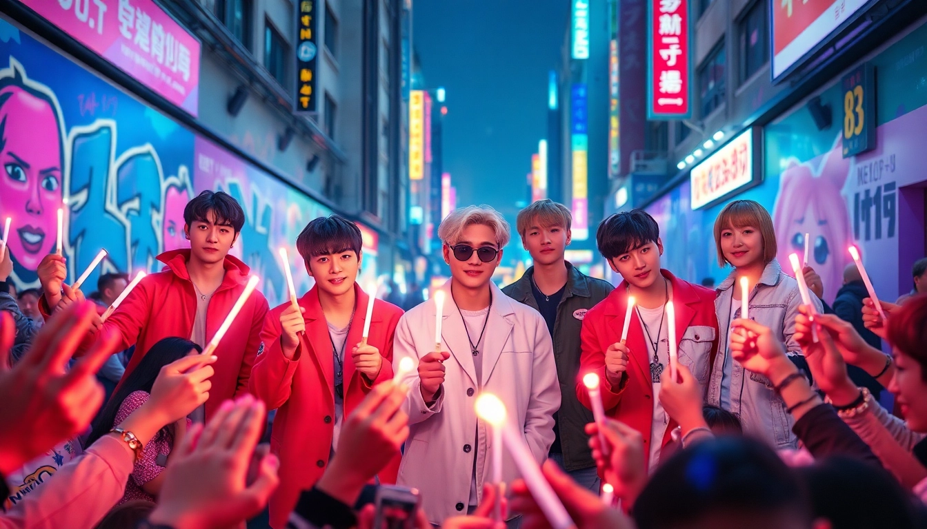 Engaging portrayal of bts members celebrating K-Pop culture with vibrant energy and style.