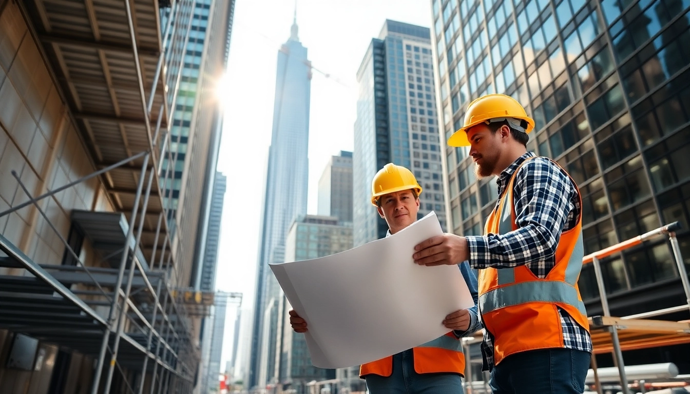 New York City General Contractor collaborating on a construction project in an urban setting.