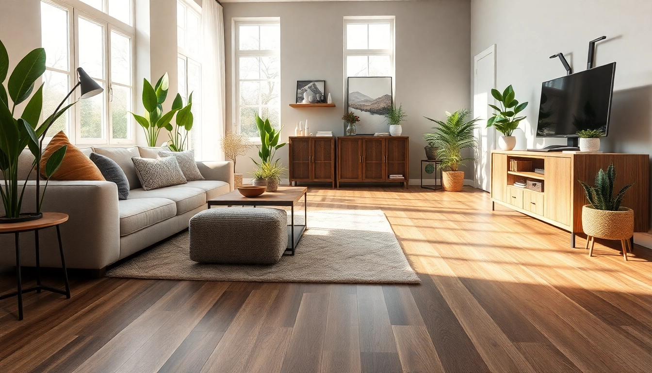 Enhance your space with quality vinyl flooring in a cozy modern living room setting.