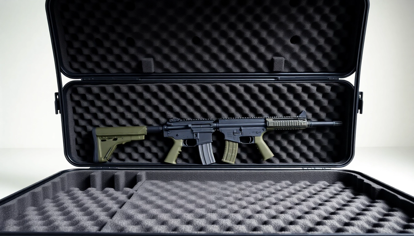 Secure foam for rifle case with custom cutouts for optimal protection.