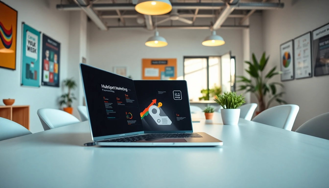 Enhance your strategies using hubspot free tools in a vibrant marketing workspace environment.