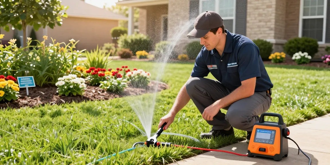 Professional Irrigation Services in Haltom city, TX - technician inspecting a residential irrigation system to enhance water management.