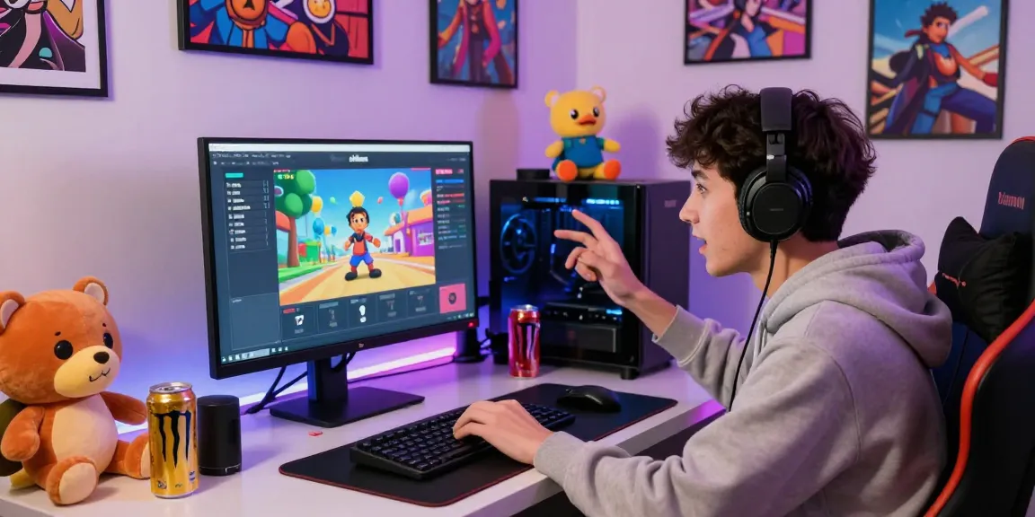 Young adult rating AI-generated images on Smash or Pass AI platform in a vibrant gaming setup.