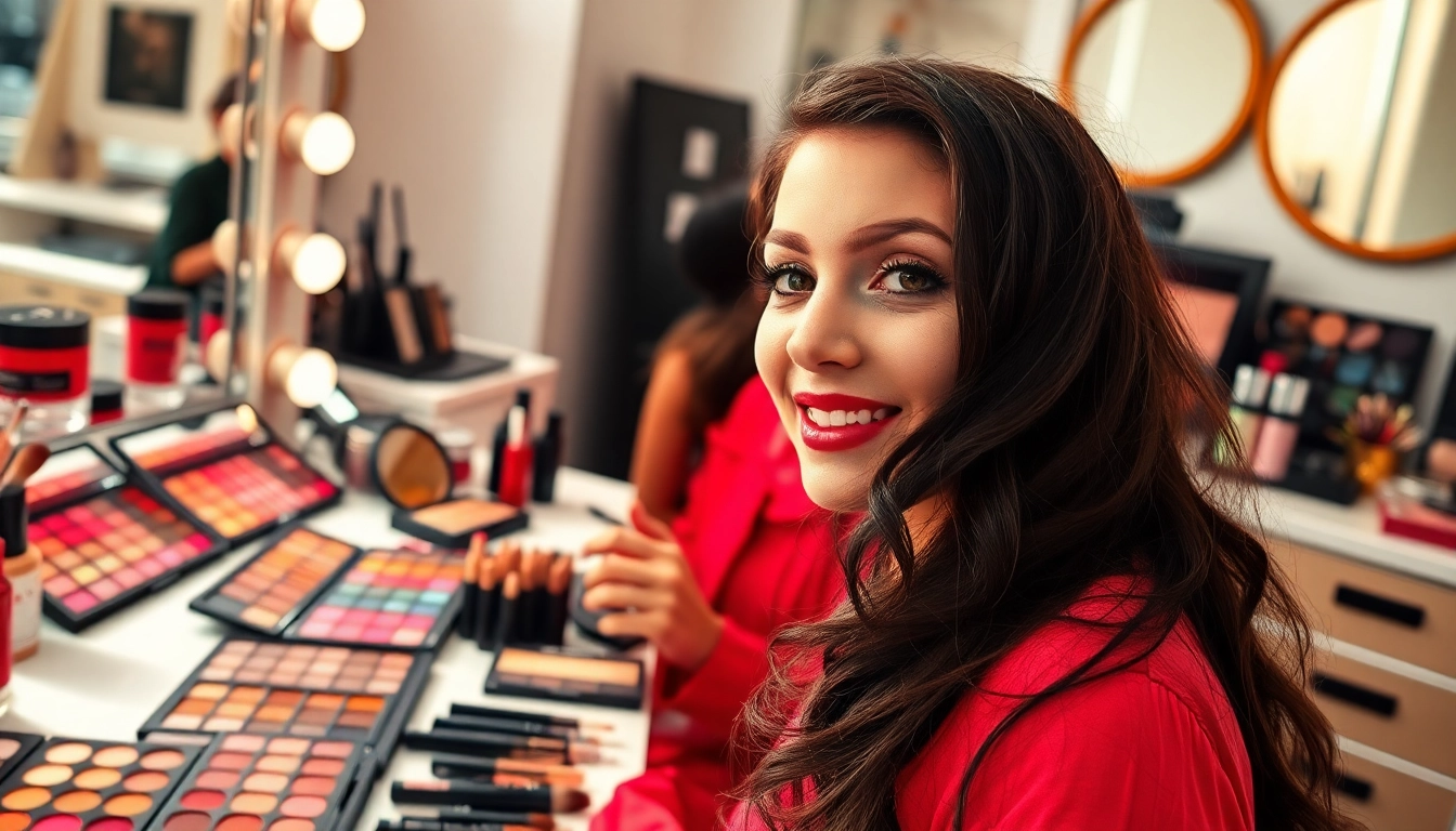 Showcasing makeup wholesale products arranged artistically on a vanity table.
