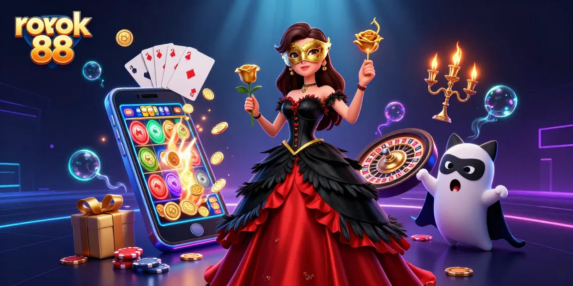 Engage in thrilling slot games with rokok 88 amidst vibrant casino visuals.