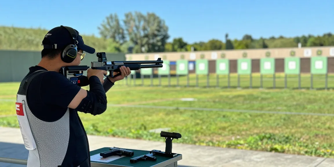 Expert shooter demonstrating precision with aftermarket Glock slides at https://precisionglockslides.com
