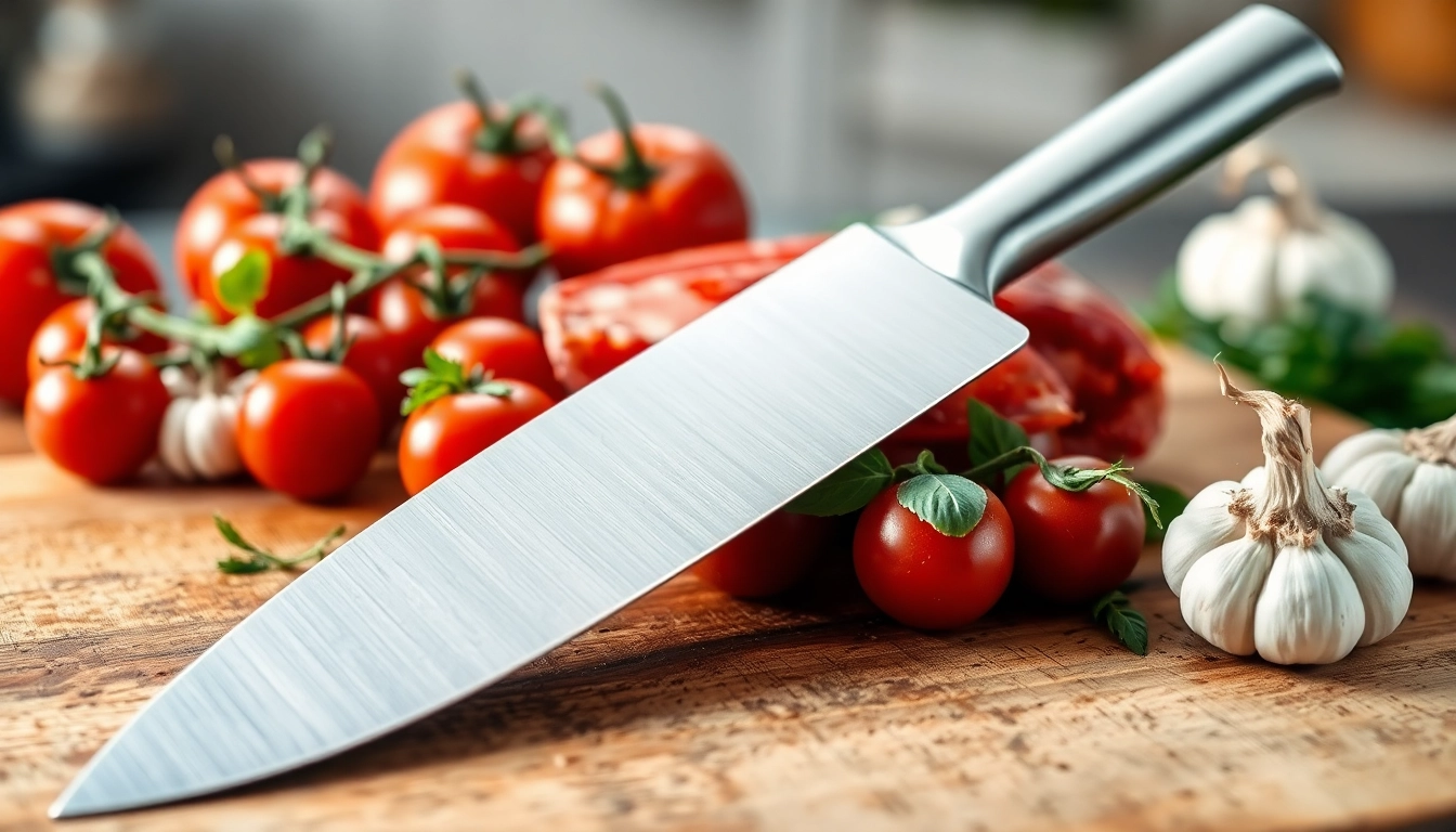 Learn how to choose a chef’s knife with a premium quality knife displayed on a cutting board.