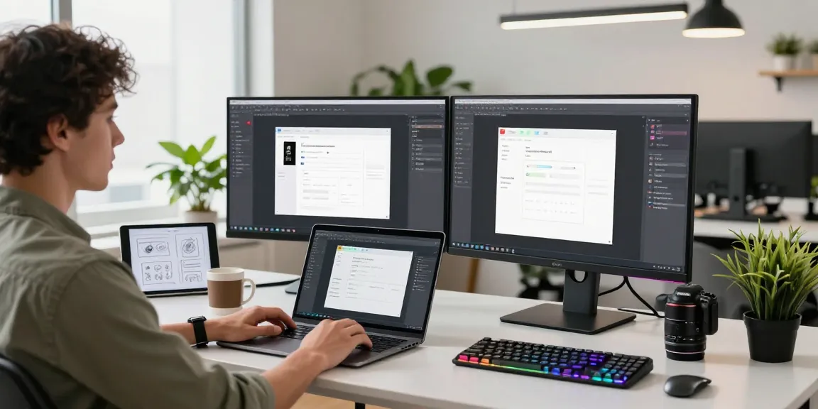 Developer using snipaste官网 for efficient screenshot management in a modern workspace