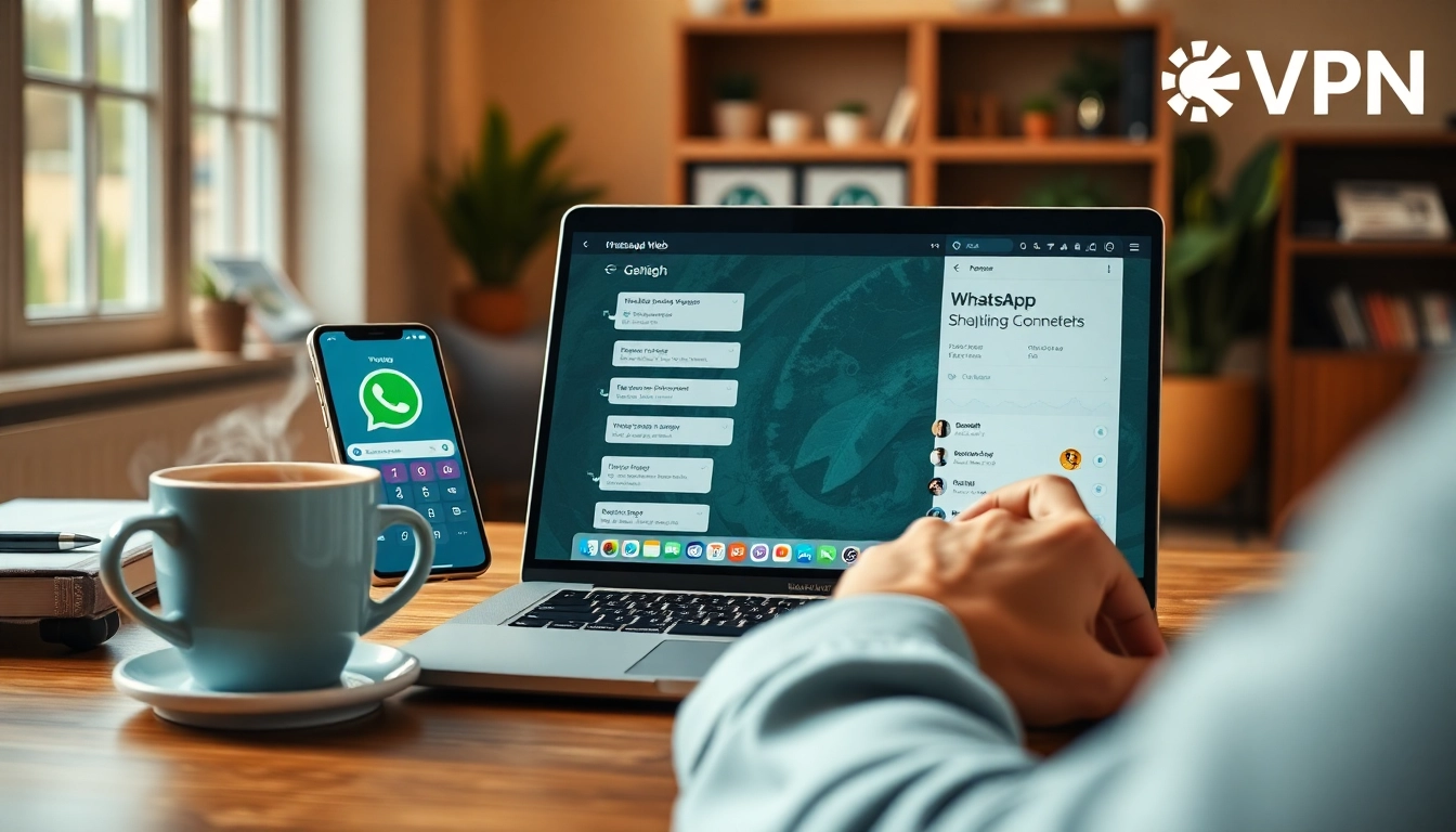 通过 WhatsApp Web 展示快连VPN 在现代工作环境中的无缝连接。