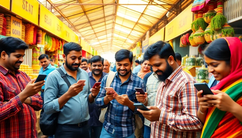 Engage in sports betting in India with enthusiastic bettors enjoying a vibrant market setting.