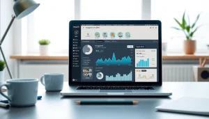 Engaging workspace depicting Instagram smm panel analytics on a laptop screen, promoting digital marketing potential.