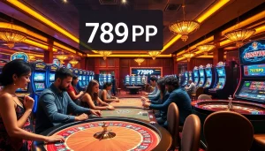 Players engaging in thrilling moments at a vibrant casino, capturing the essence of 789PP gambling excitement.