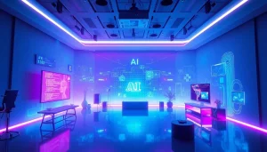 Creative representation of porn ai in a vibrant modern digital studio.