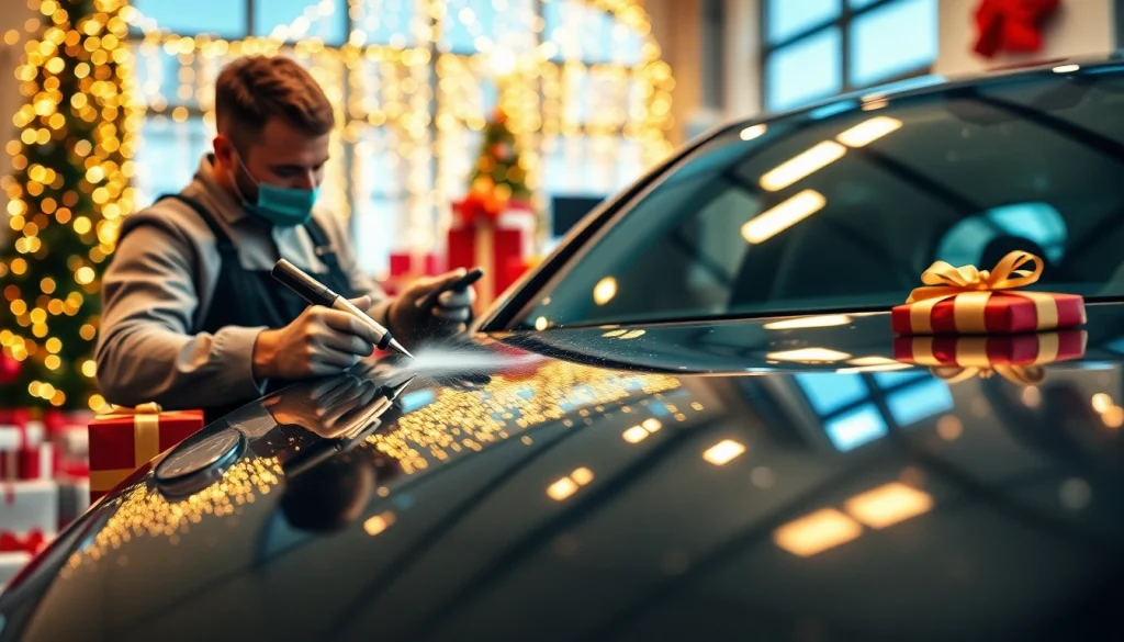 Giving a Christmas car detailing gift for a beautiful shiny vehicle.
