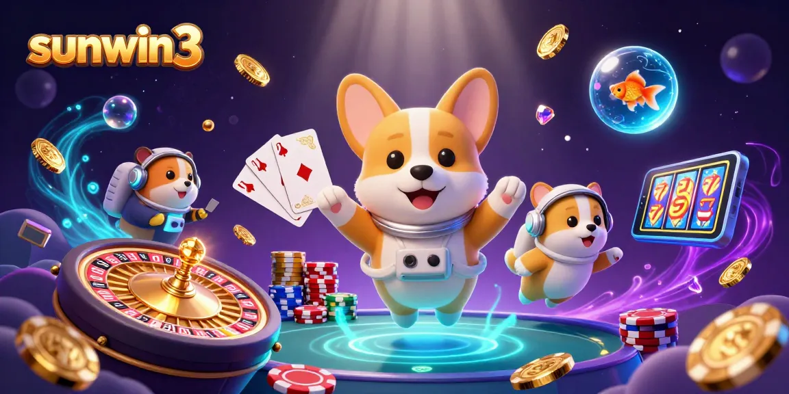 Experience thrilling games at sunwin3 with the corgi astronaut in an outer space casino.
