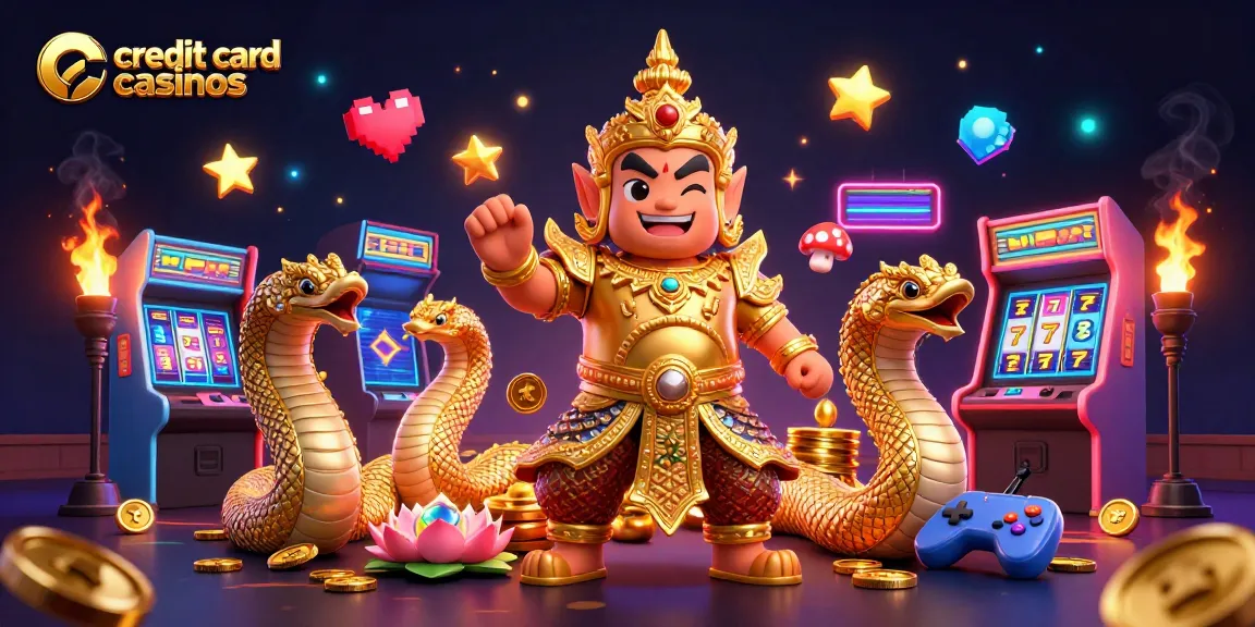 Experience the excitement of credit card casinos with vibrant 3D gaming elements and characters.